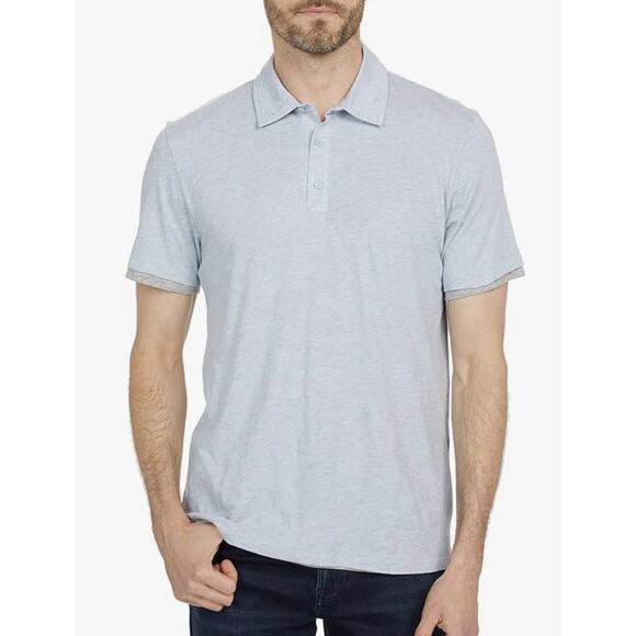 Vince Double Layer Light Blue Short Sleeve Polo Shirt Size Xxl - Picture 1 of 9